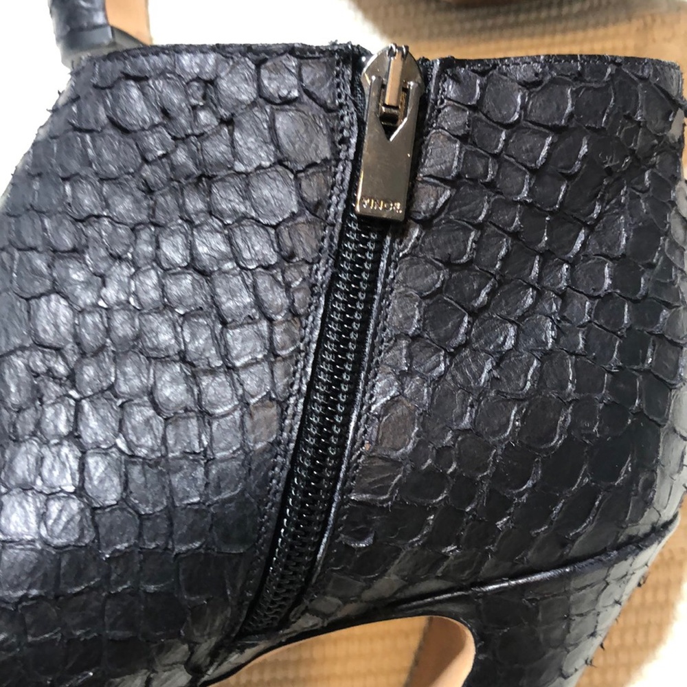 Vince Python Embossed Open-Toe Bootie Ankle Boots - image 6